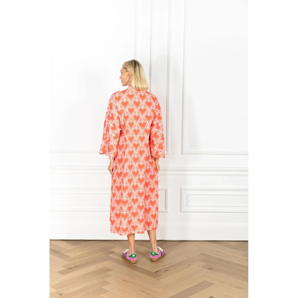 New NWT La Vie Style House Caftan Maxi Infinite Hearts - Picture 2 of 14